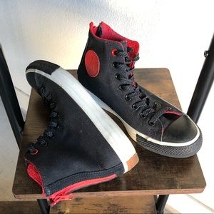 Black and Red Converse High Tops